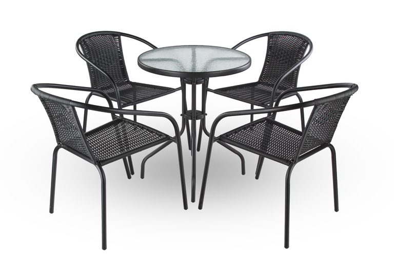 Stoły ogrodowe - Stolik Stół Bistro 60 cm stalowy szklany blat EUROHIT GARDEN (6)