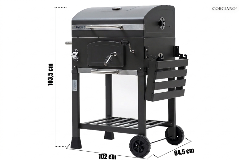 Grille - Grill ogrodowy węglowy ruszt żeliwny wózek Carbo - Angus PREMIUM (2)