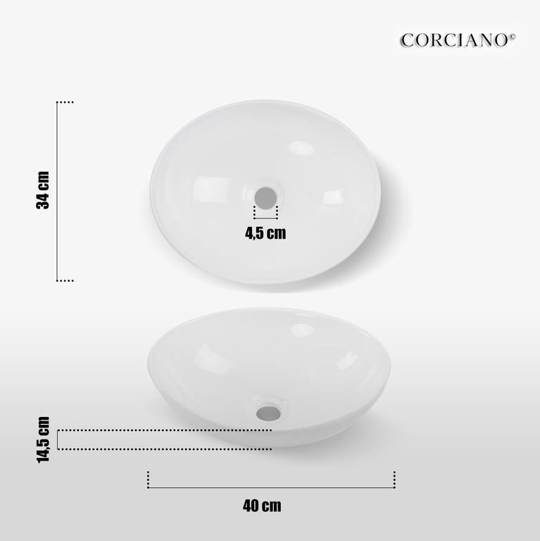 Umywalki nablatowe - Umywalka nablatowa owalna GALA Ceramiczna (3)