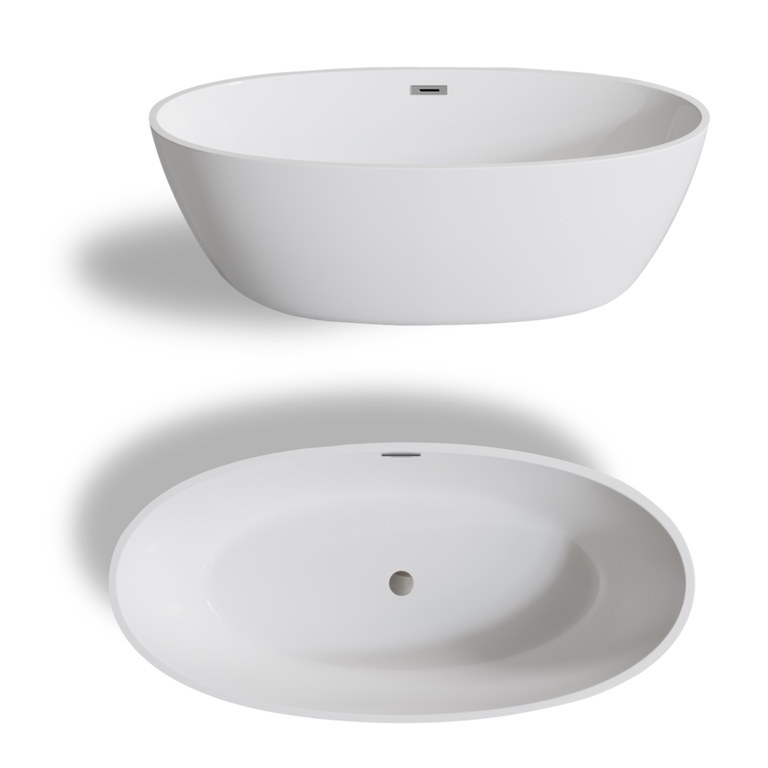 Wanny wolnostojące - Wanna Reykjavik 175 x 100 cm wolnostojąca Akrylowa biała system przelewowy (6)