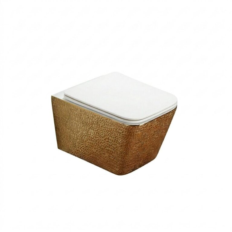 Akcesoria łazienkowe - Miska WC wisząca Corciano Elegance Line Luxe Gold Złoto-Biała Strukturalna 52x35x35 cm (1)