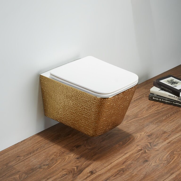 Akcesoria łazienkowe - Miska WC wisząca Corciano Elegance Line Luxe Gold Złoto-Biała Strukturalna 52x35x35 cm (2)