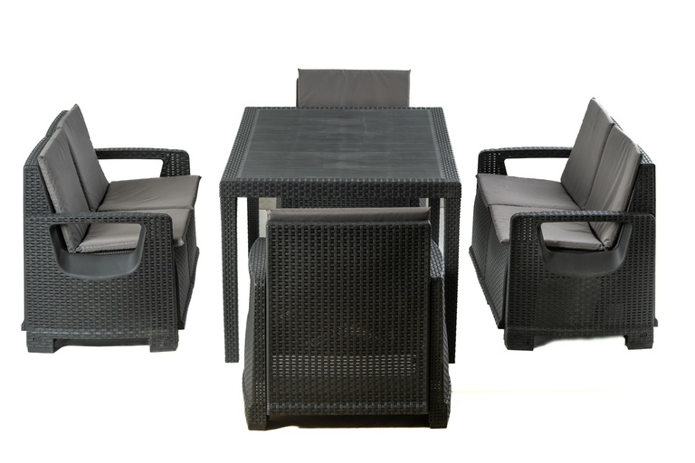 Zestawy ogrodowe - Zestaw Mebli Ogrodowych NAPOLI MINI 6 Rattan Antracyt (15) Zestawy ogrodowe - Zestaw Mebli Ogrodowych NAPOLI MINI 6 Rattan Antracyt (15)