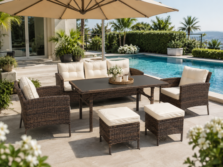 Meble ogrodowe - Zestaw Mebli ogrodowych Costa Corciano Sofa 3 osobowa 2 fotele i stolik komplet mebli (3)
