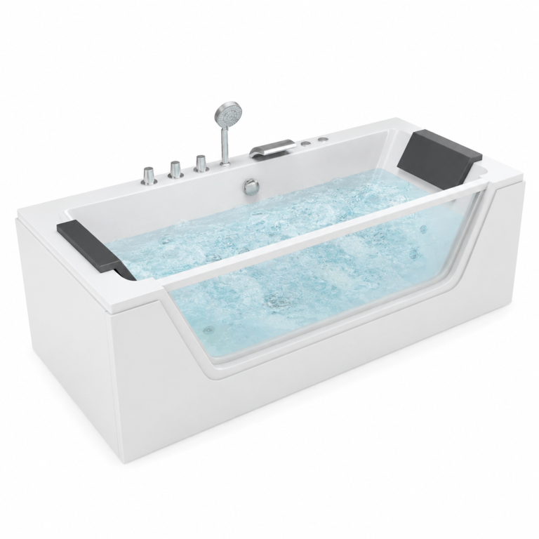 Z hydromasażem  - Wanna Łazienkowa Cannes z Hydromasażem  170 x 80 cm wolnostojąca Akrylowa Jacuzzi (4)