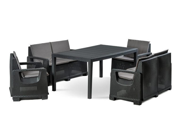 Zestawy ogrodowe - Zestaw Mebli Ogrodowych NAPOLI MINI 6 Rattan Antracyt (1)