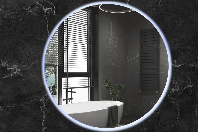 Lustra łazienkowe - Lustro ścienne łazienkowe okrągłe 80 cm z LED PODŚWIETLANE biały ciepły (2)