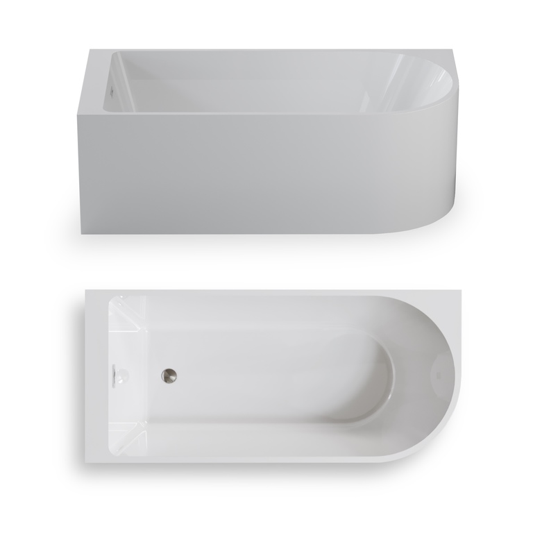 Wanny wolnostojące - Wanna wolnostojąca przyścienna NAROŻNA PORTO LEWA 180 x 80 x 58 cm biała system przelewowy boczny (11)