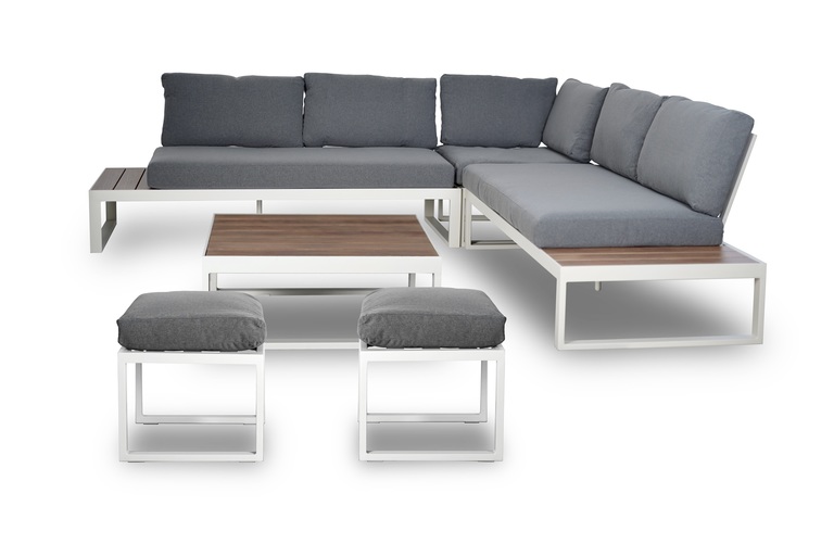 Zestawy ogrodowe - Zestaw Mebli Ogrodowych San Diego Aluminiowy  Zestaw Ogrodowy z Aluminium Narożnik Stolik Pufy  (3) Zestawy ogrodowe - Zestaw Mebli Ogrodowych San Diego Aluminiowy  Zestaw Ogrodowy z Aluminium Narożnik Stolik Pufy  (3)