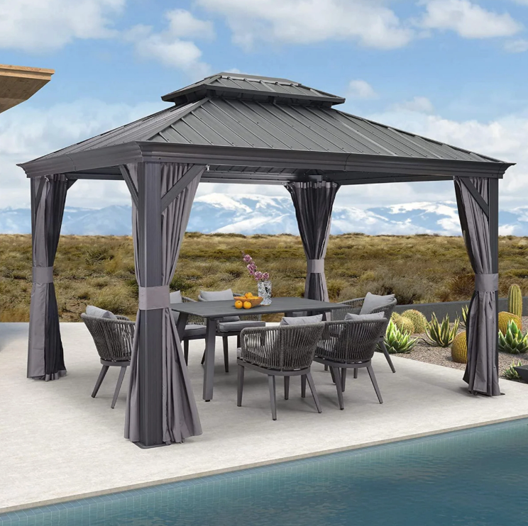 Pawilony ogrodowe - Pawilon Ogrodowy PREMIUM 3.65 x 3.65m Wiata ogrodowa Corciano Stalowy dach (3)