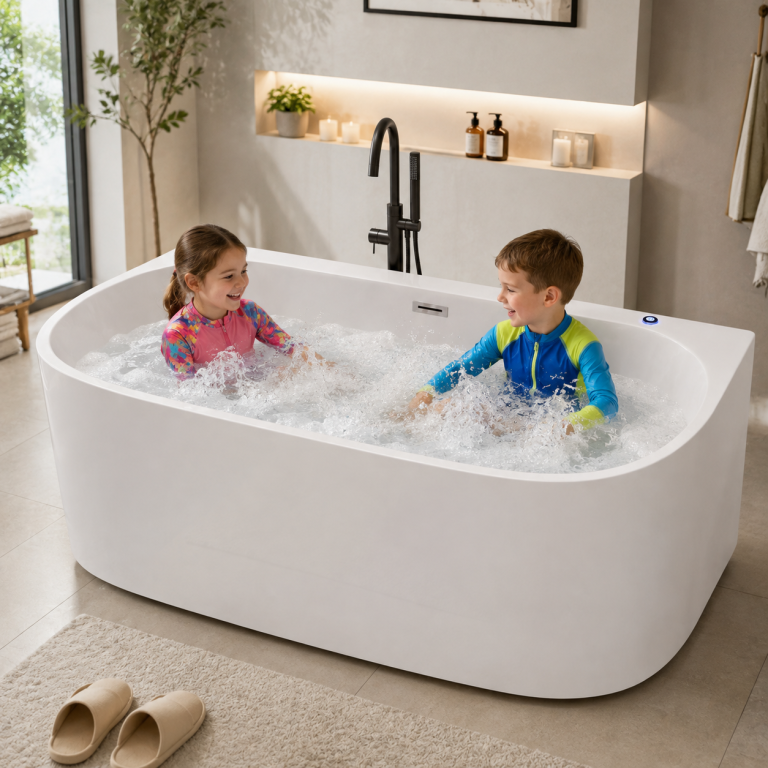 Wanny wolnostojące - Wanna Łazienkowa Doris z Hydromasażem  170 x 80 cm wolnostojąca Akrylowa LED Jacuzzi (3)
