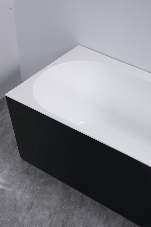 Wanny wolnostojące - Wanna wolnostojąca przyścienna NAROŻNA PULA Czarna LEWA 170 x 75 cm biała system przelewowy  (6)