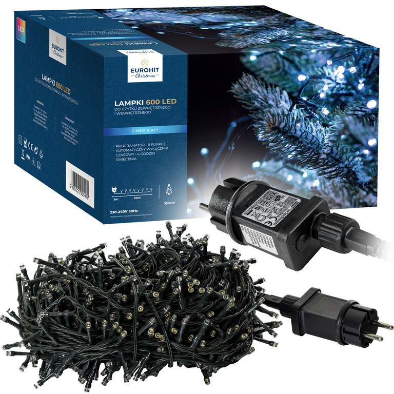 Lampki choinkowe - Lampki choinkowe 600 LED zimny biały (3) Lampki choinkowe - Lampki choinkowe 600 LED zimny biały (3)