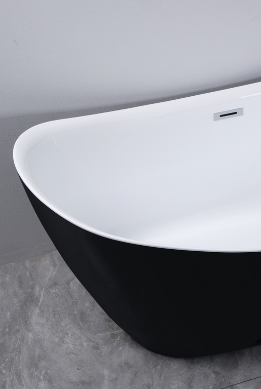 Wanny wolnostojące - Wanna wolnostojąca Malta Czarno-biała  170 x 80cm (4)