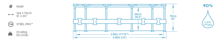 Baseny stelażowe - Basen Ogrodowy Bestway stelażowy 366cm x 76cm (6)