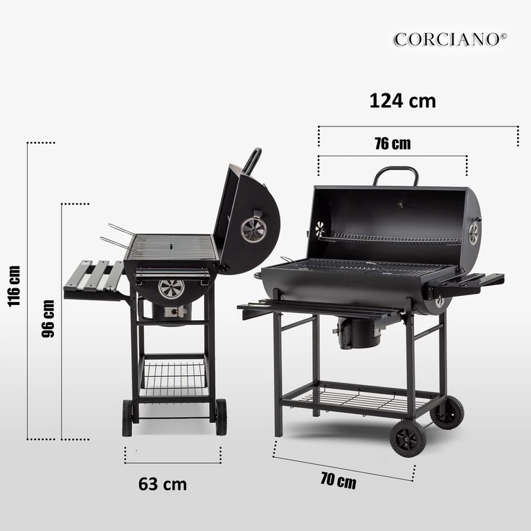 Grille - Grill węglowy ogrodowy  Beczka Corciano Nierdzewny ruszt (9)