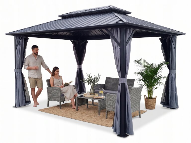Pawilony ogrodowe - Pawilon Ogrodowy Borneo II 3 x 4.25m Wiata ogrodowa Corciano Stalowy dach (12)