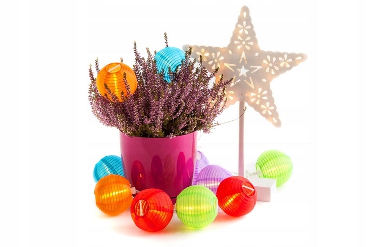 Lampki choinkowe - Świecące Lampiony Łańcuch Kule LED 10 Sztuk CH52 B10L-WD-008 (4)