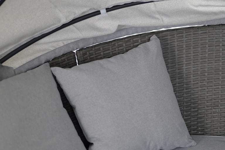 Meble ogrodowe - Wyspa Ogrodowa Bari Sofa Rattan leżanka łóżko polowe plażowe Stolik regulowany Parasol Poduszki  (6)