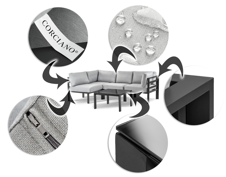 Zestawy ogrodowe - Meble Ogrodowe Zestaw GROSS 4 os. Aluminiowe Komplet  (7)