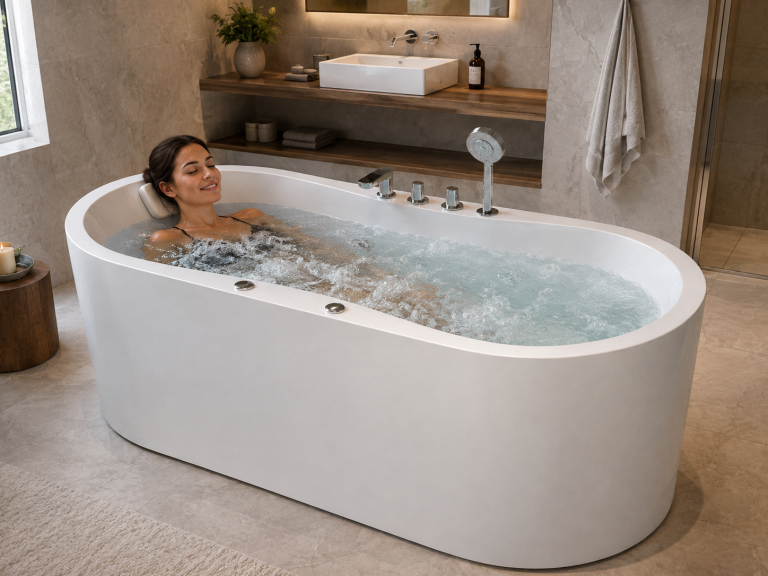 Wanny wolnostojące - Wanna Łazienkowa Ferrara z Hydromasażem  170 x 80 cm wolnostojąca Akrylowa Jacuzzi (7)