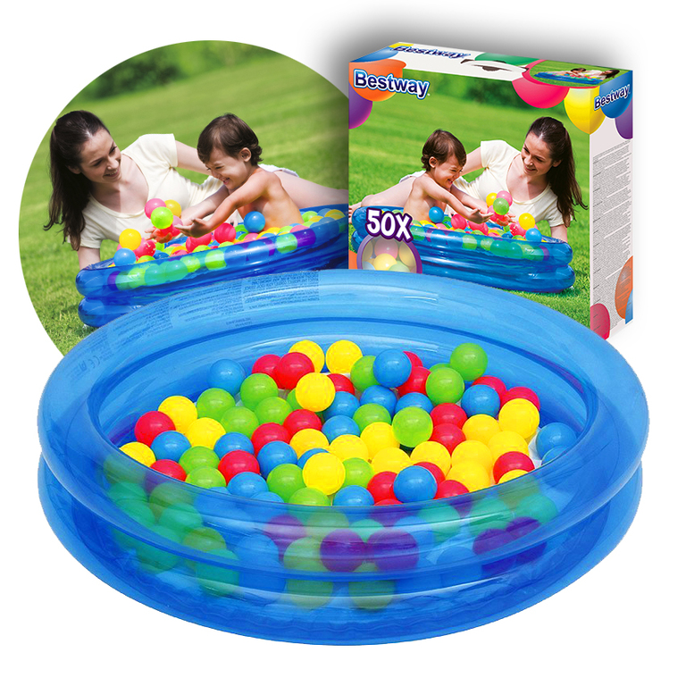 Baseny i materace - Basenik Brodzik Dmuchany z Piłeczkami 50 Sztuk 91cm x 20cm Bestway  (2)