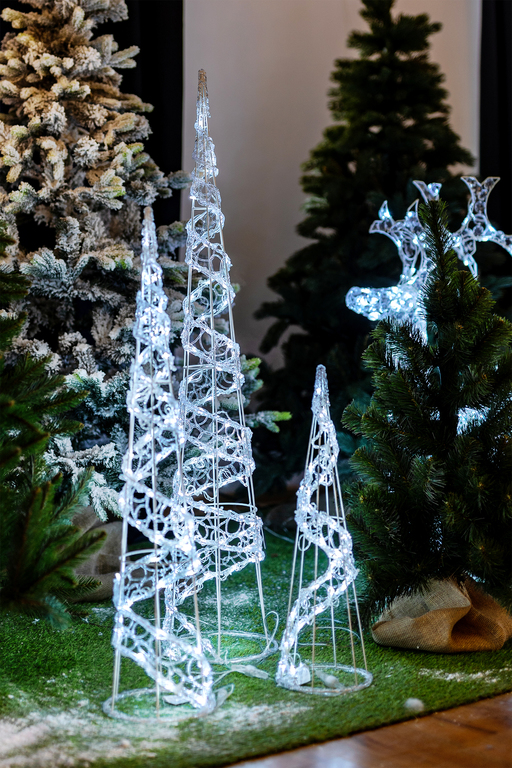 Boże Narodzenie - Dekoracja Stożek 30 LED 60 cm do użytku wewnętrznego i zewnętrznego zimny biały  (4)