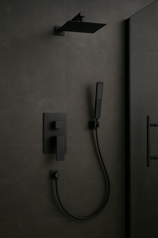 Deszczownice prysznicowe - Zestaw Podtynkowy Prysznicowy Corciano Czarny RIO (3)