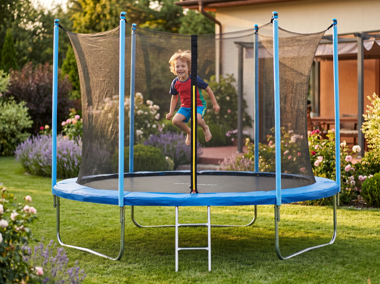 Trampoliny  - Trampolina ogrodowa Total Sport 244 cm 8FT z siatką wewnętrzną + drabinka (6)