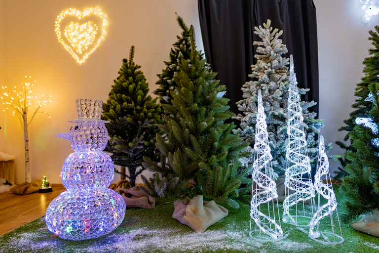 Ozdoby świąteczne - Dekoracja Stożek 50 LED 90 cm do użytku wewnętrznego i zewnętrznego zimny biały  (7)