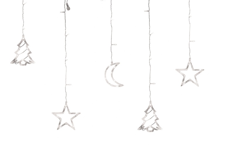 Lampki choinkowe - Kurtyna 72 LED księżyc gwiazda choinka (2)