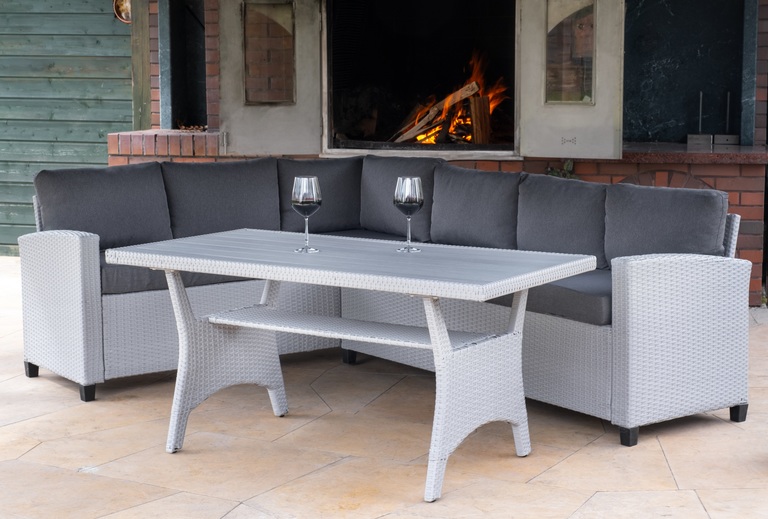 Meble ogrodowe - Zestaw Ogrodowy INCA NAROŻNIK I STÓŁ SZARY  (4)