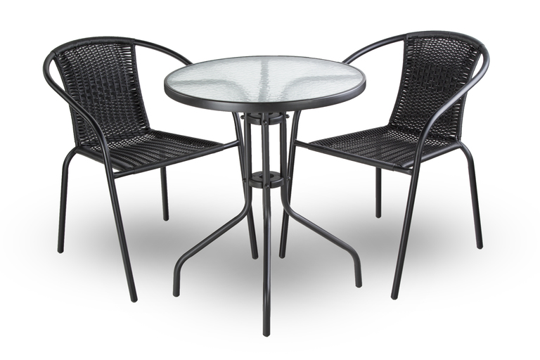 Stoły ogrodowe - Stolik Stół Bistro 60 cm stalowy szklany blat EUROHIT GARDEN (5)