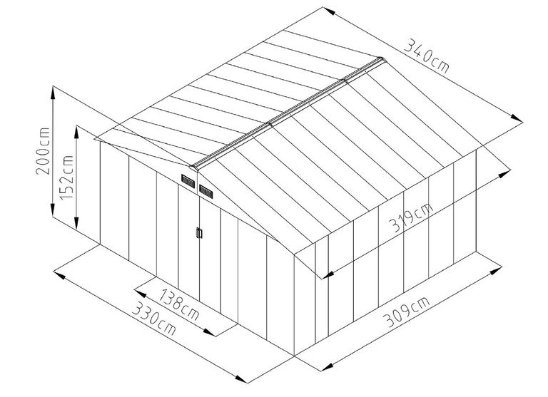Domki / Garaże - Garaż Metalowy Ogrodowy Domek Narzędziowy 341x325x204cm M-E  (11)