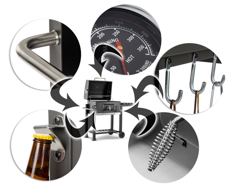 Grille - Grill ogrodowy węglowy ruszt żeliwny wózek Carbo - Angul (6)