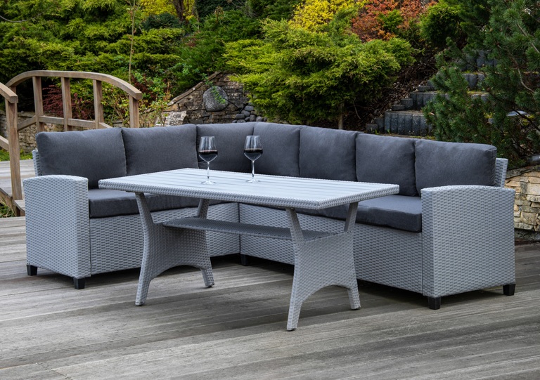 Meble ogrodowe - Zestaw Ogrodowy INCA NAROŻNIK I STÓŁ SZARY  (3)