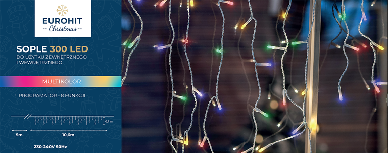 Boże Narodzenie - Sople 300 LED do użytku zewnętrznego i wewnętrznego multikolor (7)