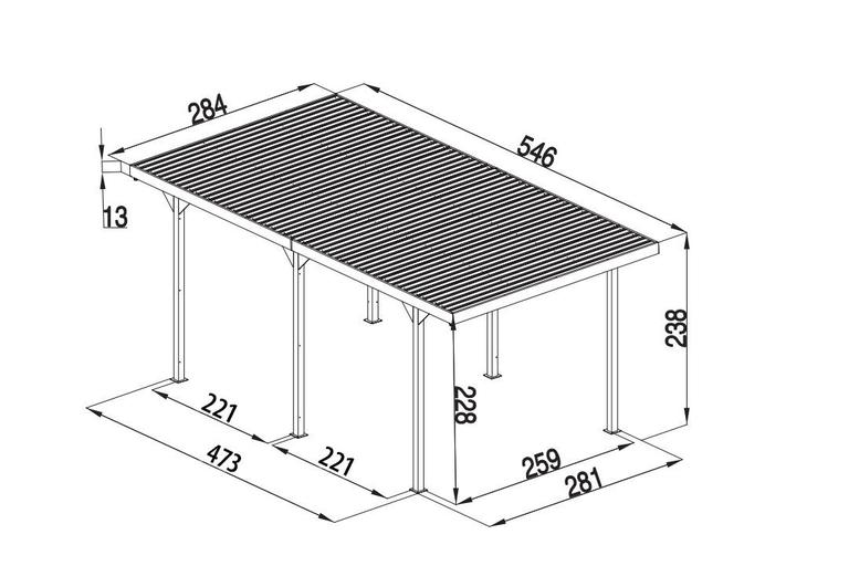 Domki / Garaże - Wiata samochodowa Carport 540 x 285 x 230 cm Garaż samochodowy (5)