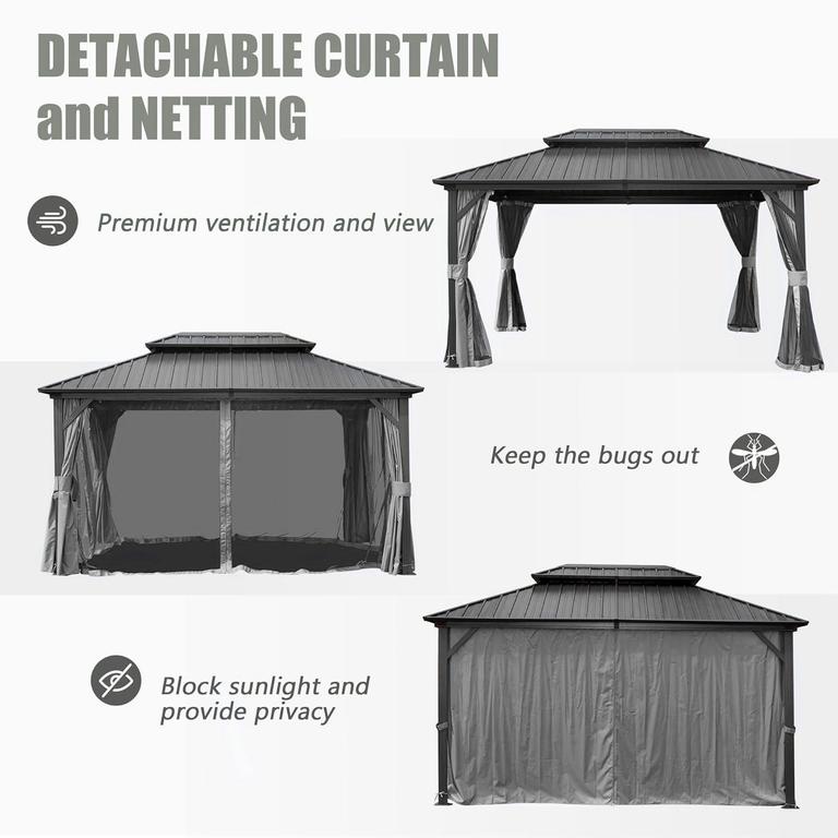 Pawilony ogrodowe - Pawilon Ogrodowy Tasmania 2 PREMIUM 3 x 4.26m Wiata ogrodowa Corciano Stalowy dach (3)