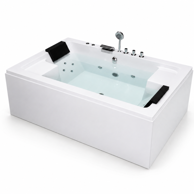 Wanny wolnostojące -  Wanna Łazienkowa z Hydromasażem  Mentona 180 x 120 cm wolnostojąca Akrylowa LED Jacuzzi SPA kompletna (11)