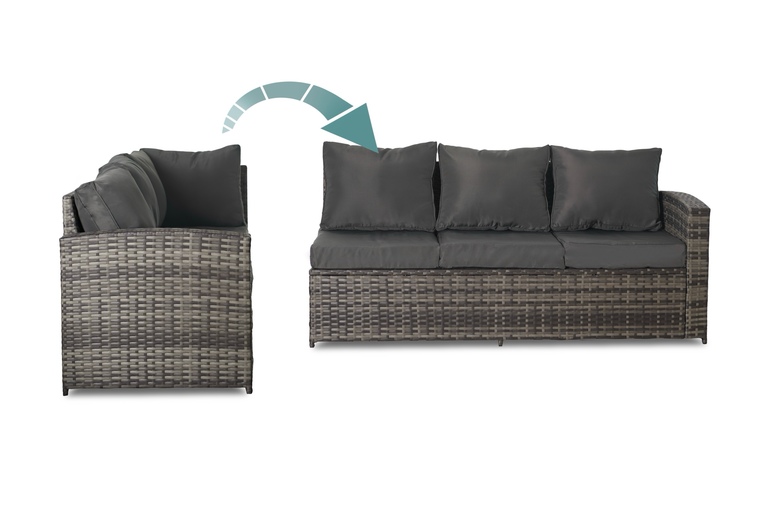 Meble ogrodowe - Zestaw Mebli Ogrodowych Malaga Zestaw Ogrodowy z technorattanu Narożnik Stolik regulowany Pufy  (4)