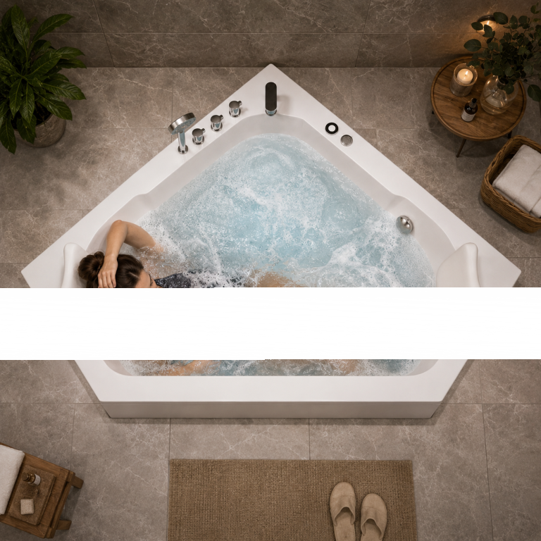 Wanny wolnostojące - Wanna Łazienkowa RIMINI z Hydromasażem  150 x 150 cm wolnostojąca Akrylowa Jacuzzi Narożna (9)