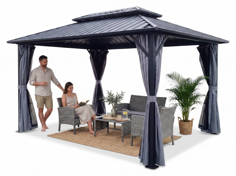 Pawilony ogrodowe - Pawilon Ogrodowy Borneo II 3 x 4.25m Wiata ogrodowa Corciano Stalowy dach (5)