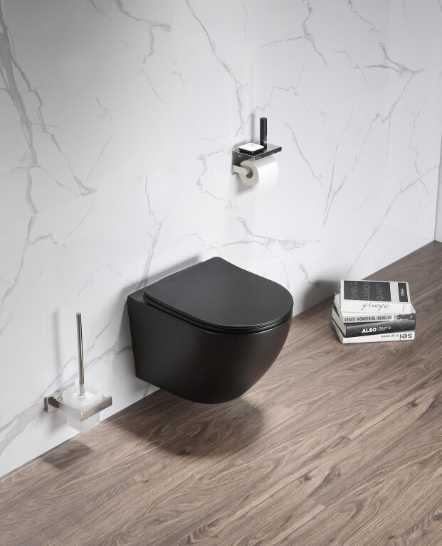 Akcesoria łazienkowe - Miska WC wisząca Corciano Clarity Czarna Matowa 49 cm (2)
