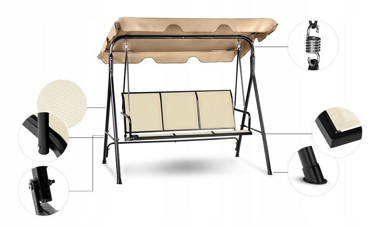 Meble ogrodowe - Huśtawka Ogrodowa 3 Osobowa Tex Hamak Ławka Duża (7)