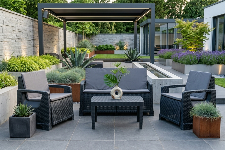 Zestawy ogrodowe - Zestaw Ogrodowy Paradiso Sofa stolik 2 fotele Antracyt (3)