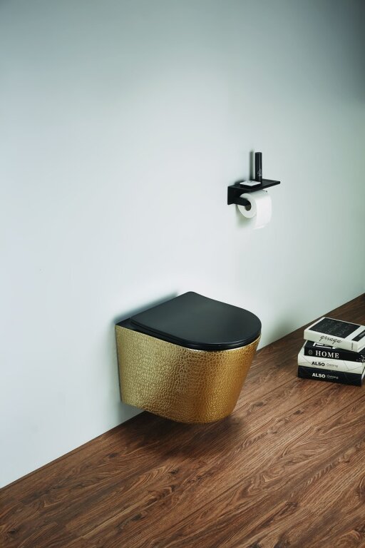 Łazienka - Miska WC wisząca Corciano Optimo Pro Gold Złota Struktura / Matowy Czarny 49x37x36 cm (2)