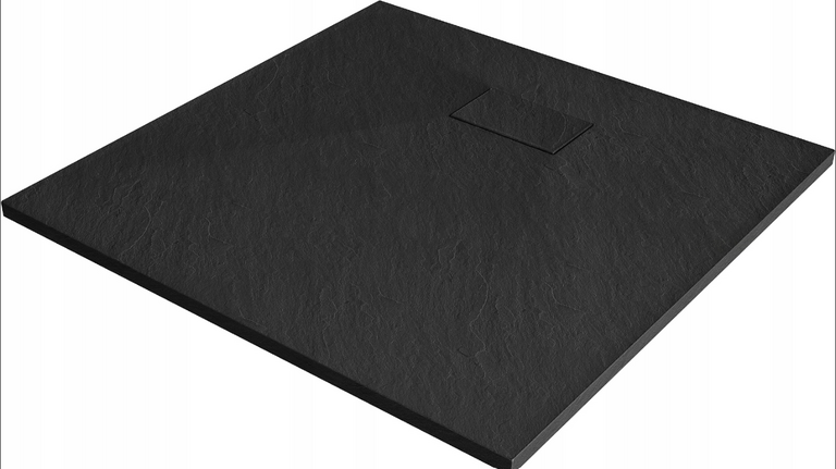 Brodziki prysznicowe - Brodzik prysznicowy kwadratowy Efekt Kamienia 90 x 90 cm Czarny Corciano (4)