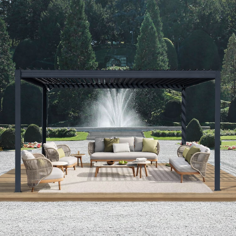 Altany - Pergola Altana Tarasowa Antracytowa z otwieranym dachem ALUMINIOWA 3x4m Corciano (7)