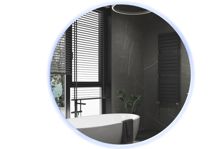 Lustra łazienkowe - Lustro ścienne łazienkowe okrągłe 80 cm z LED PODŚWIETLANE biały ciepły (8)